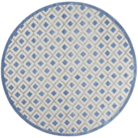 Palacedesigns 8 ft. Round Blue & Gray Indoor & Outdoor Area Rug - Blue Gray - 8' PA3663223